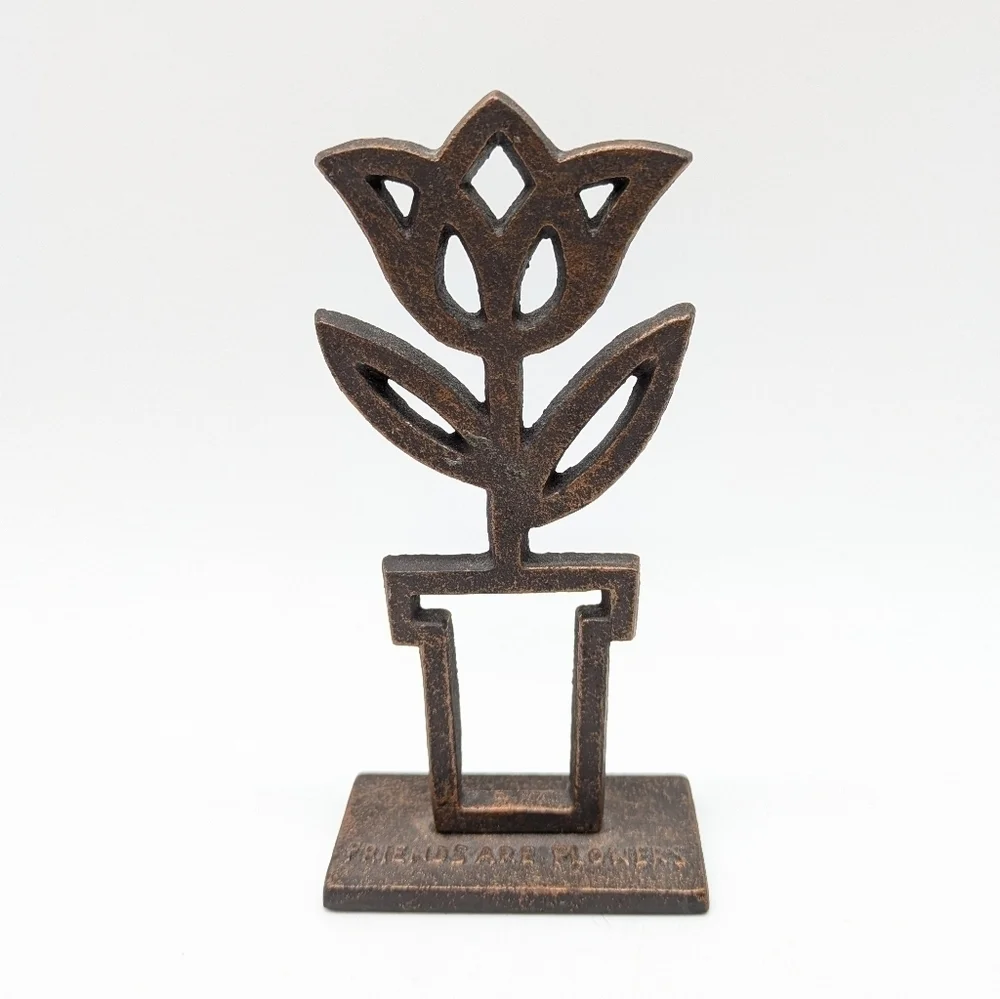 Tim Coffey for DEMDACO brown metal floral Friends Are Flowers accent decor